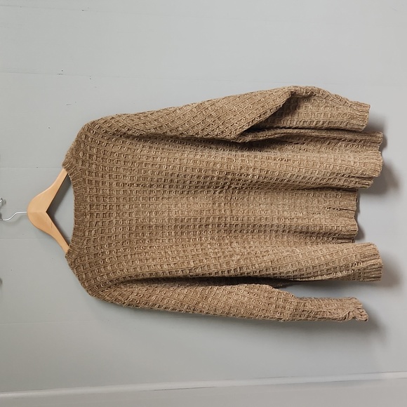 Denim & Co. Sweater Size 3X Tan Waffle Pattern - Picture 4 of 8